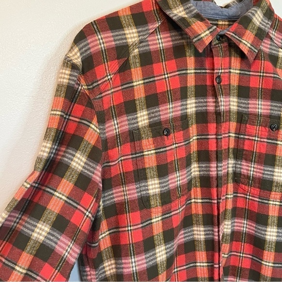 JACHS New York Men’s Classic Fit Plaid Flannel Shirt Red Green Medium - Picture 5 of 13